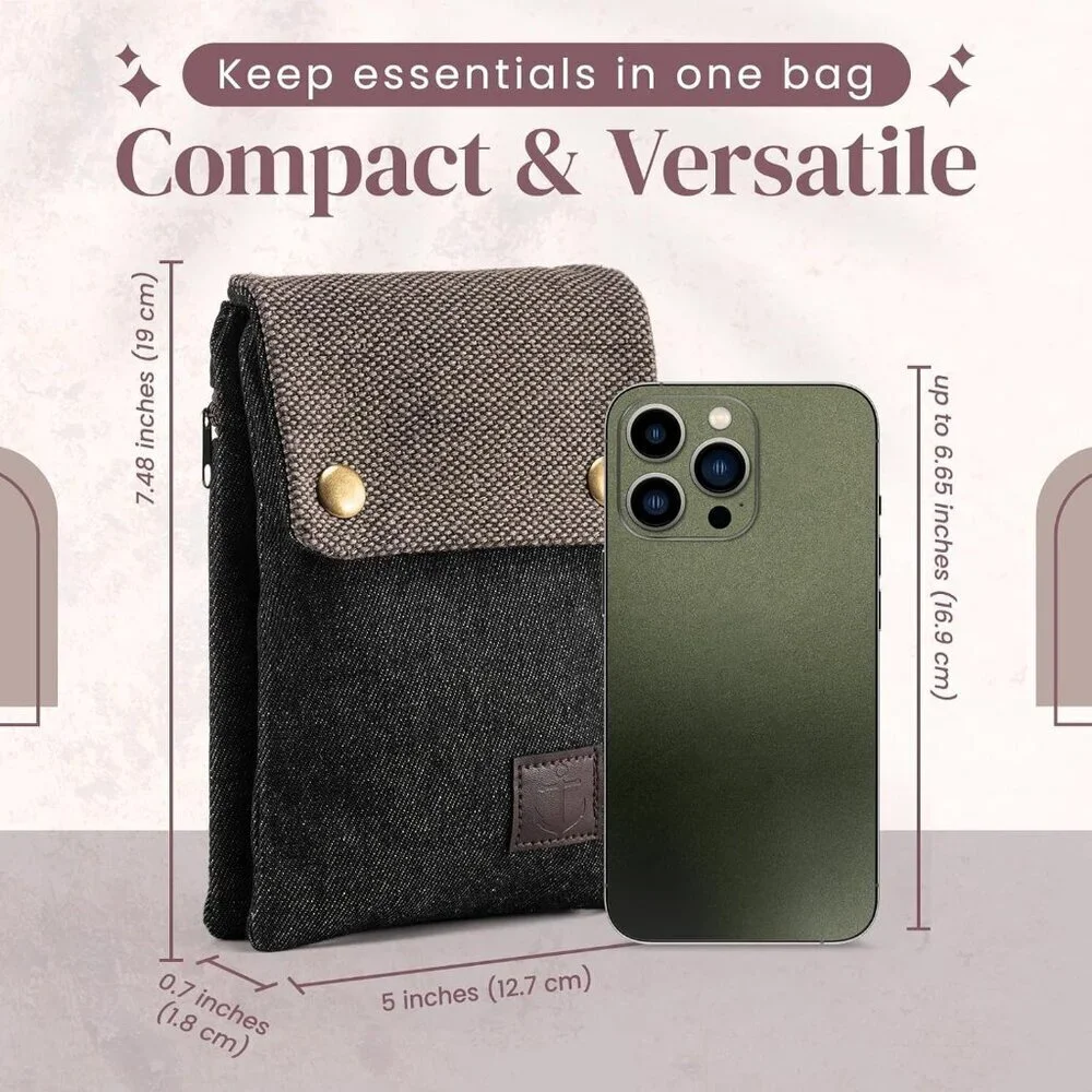 Small Canvas Crossbody Cell Phone Purse with Adjustable Strap Travel Wallet